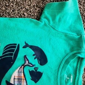 Neck sleeve print whale casual top